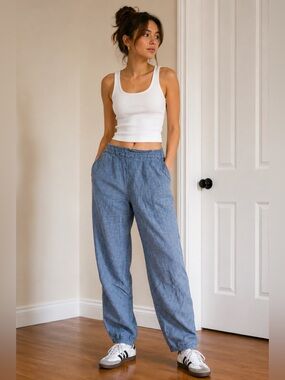 GAP Lightweight Chambray Pants - Blue